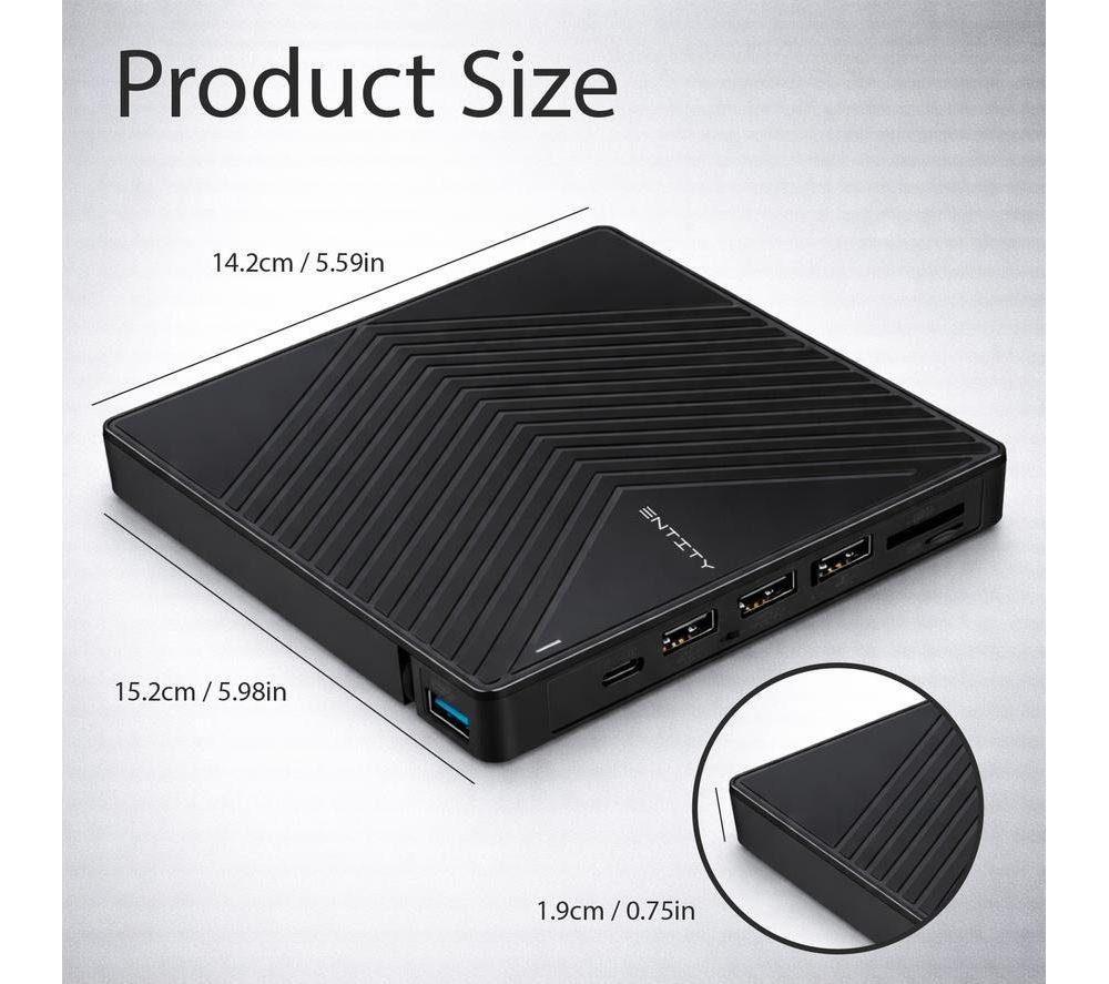 ENTITY Era 5 in 1 External USB DVD Writer - Black image number 3 of 6