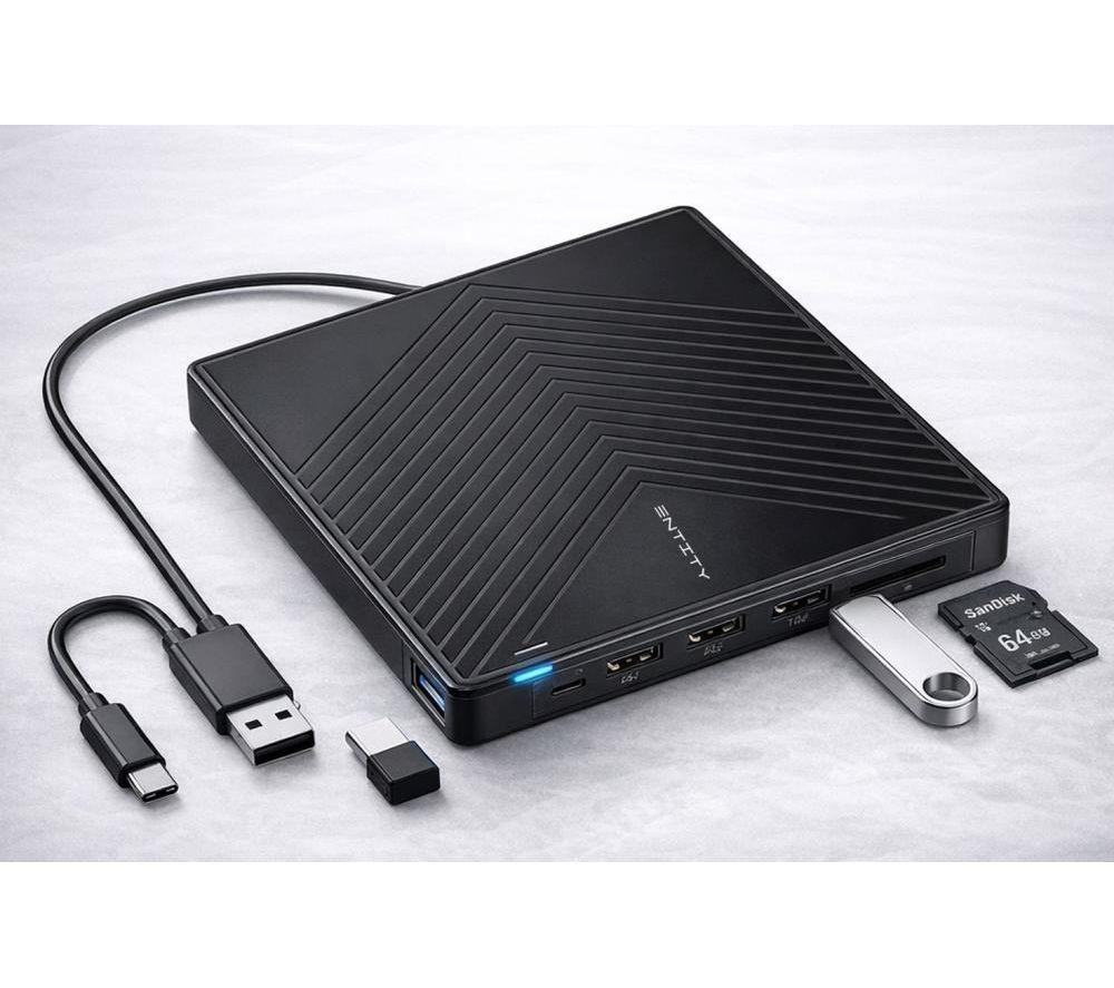 ENTITY Era 5 in 1 External USB DVD Writer - Black image number 4 of 6