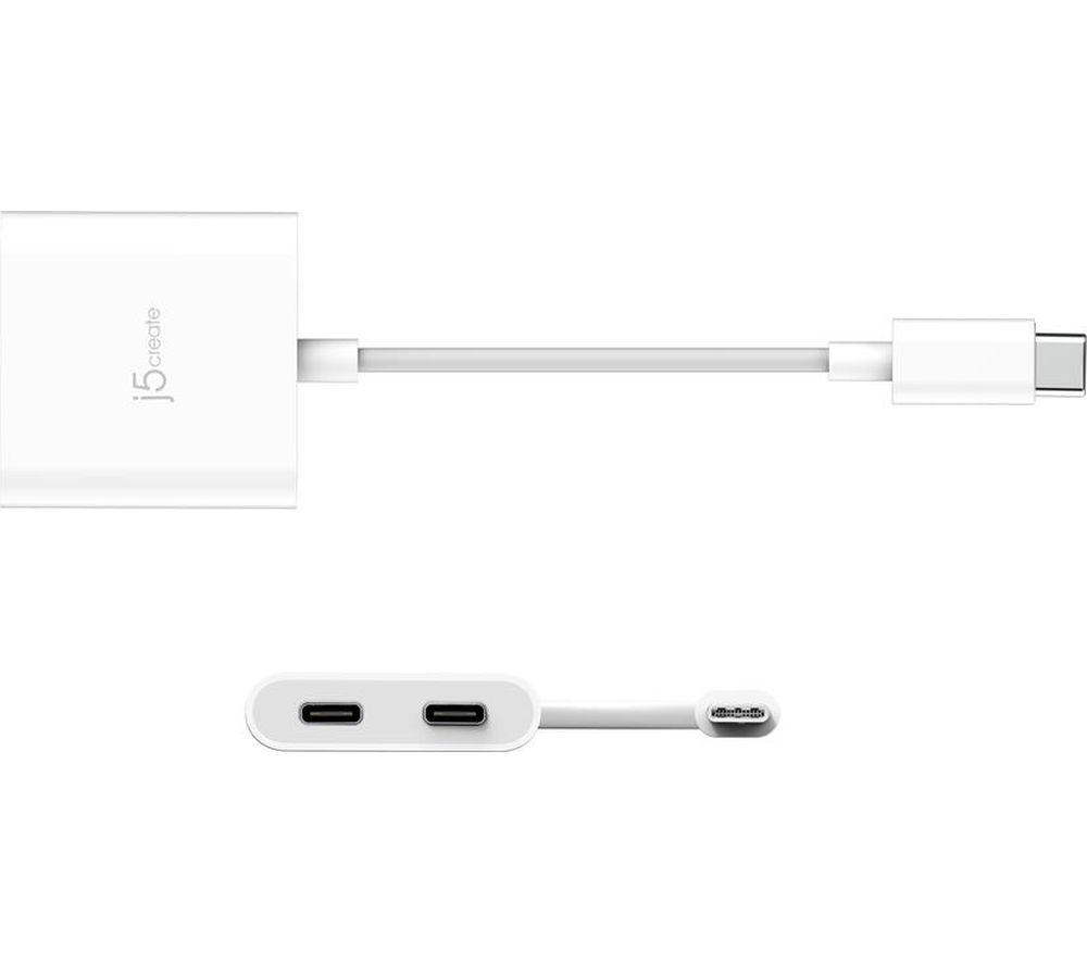 J5CREATE JCA164-N USB Type-C to Dual USB Type-C Adapter - White image number 2 of 4
