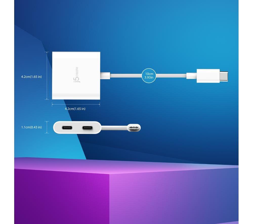 J5CREATE JCA164-N USB Type-C to Dual USB Type-C Adapter - White image number 4 of 4