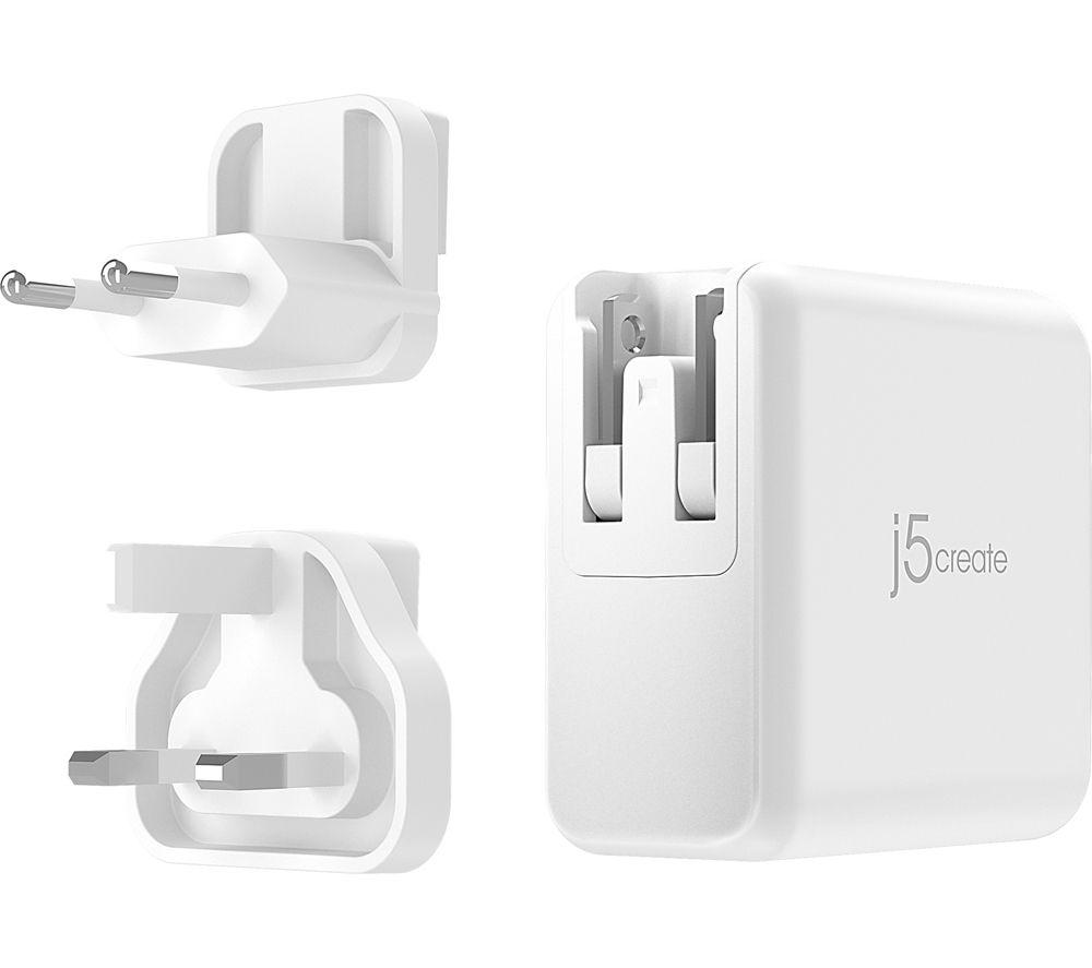 J5CREATE JUP4370EF-N 70 W GaN USB Charger - White image number 2 of 5