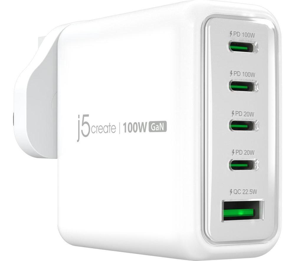 J5CREATE JUP53100 100 W GaN USB Charger - White image number 2 of 7