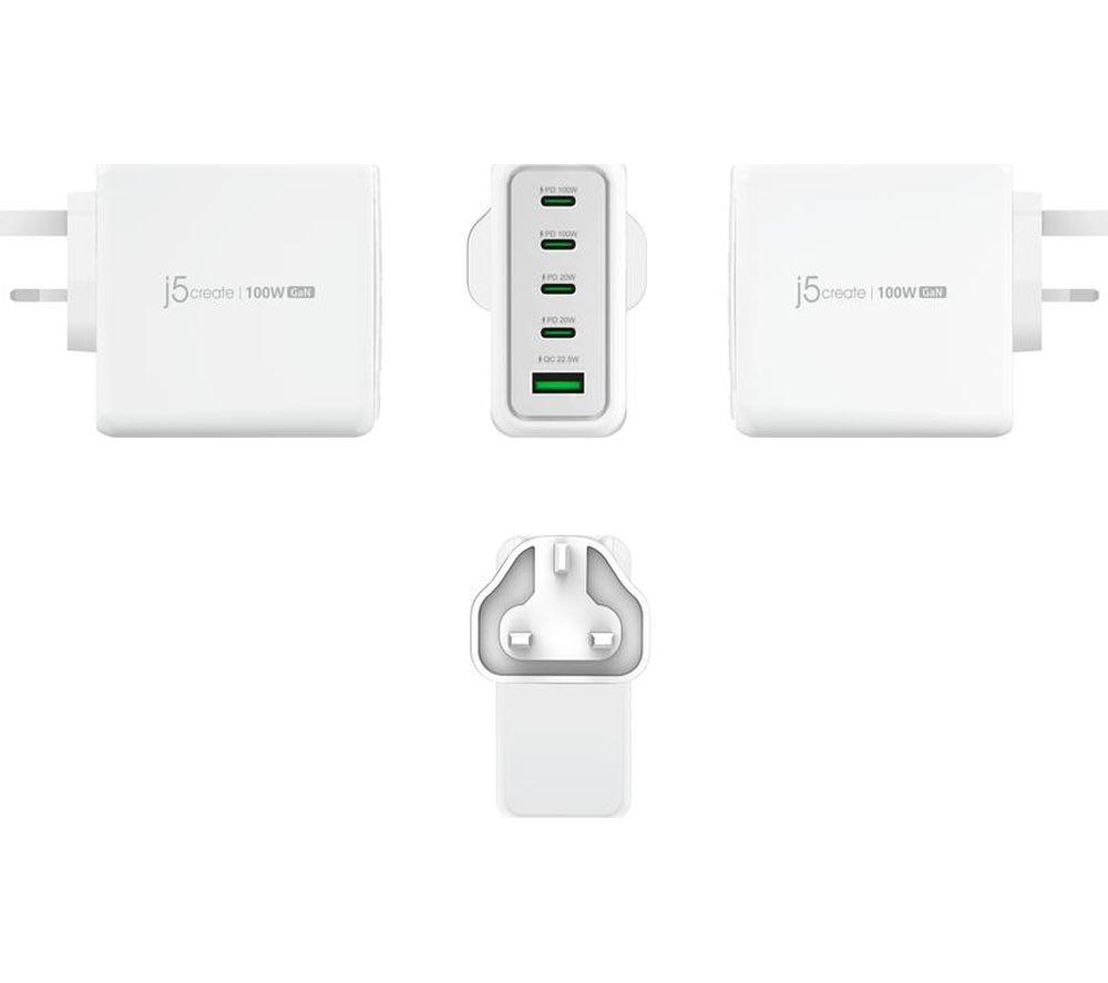 J5CREATE JUP53100 100 W GaN USB Charger - White image number 3 of 7