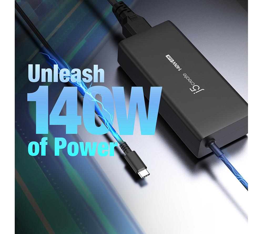 J5CREATE JUP17140-FN 140 W GaN USB Type-C Power Adapter - Black image number 3 of 7