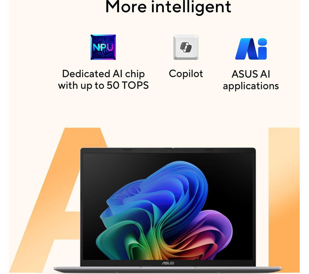 ASUS Vivobook 14 M1407KA 14" Laptop, Copilot+ PC - AMD Ryzen AI 5, 512 GB SSD, Blue image number 7 of 10