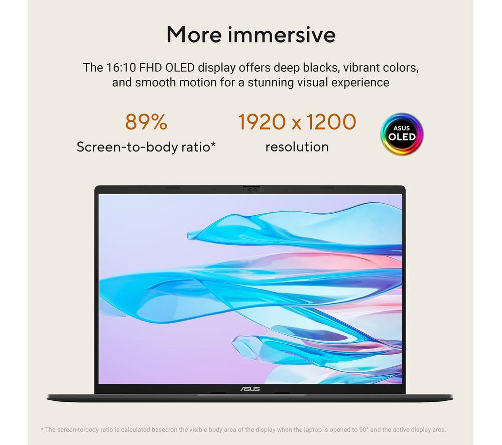 ASUS Vivobook S16 OLED 16" Laptop, Copilot+ PC - AMD Ryzen AI 7, 1 TB SSD, Grey image number 8 of 10