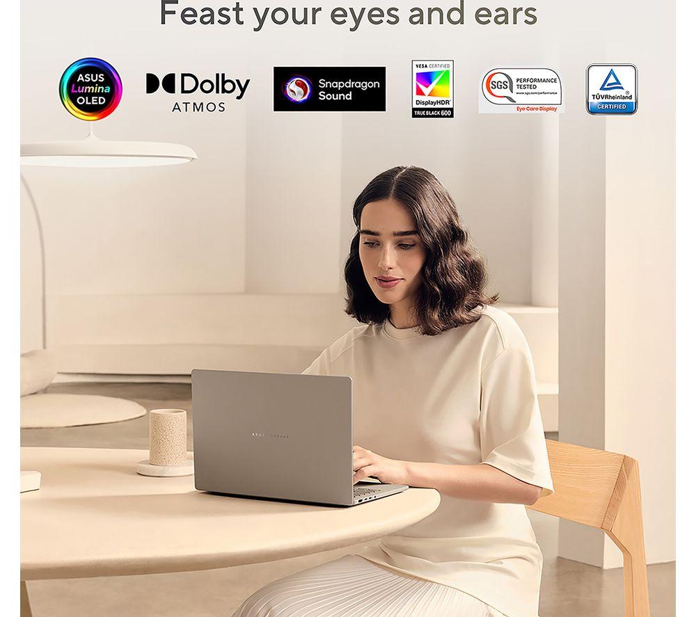 ASUS Zenbook A14 UX3407QA 14" Laptop, Copilot+ PC &ndash; Snapdragon X, 1 TB SSD, Beige image number 6 of 13