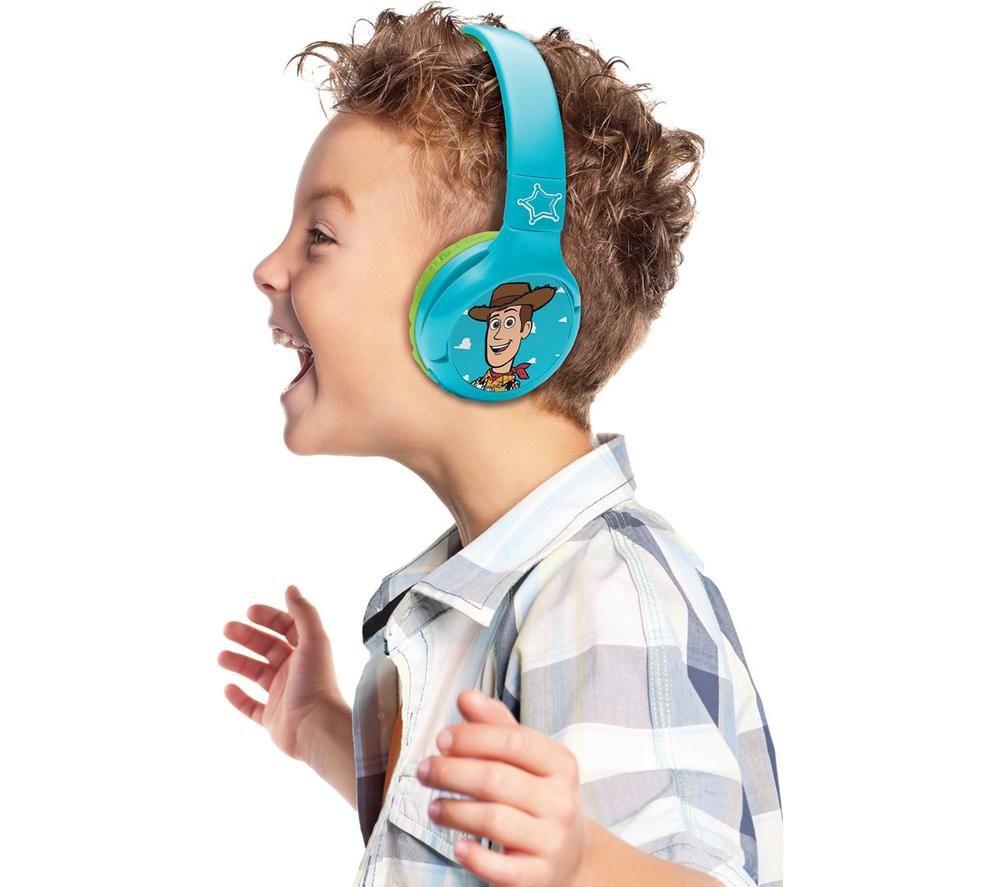 LEXIBOOK Disney Toy Story Wireless Bluetooth Kids Headphones - Green & Blue image number 2 of 3