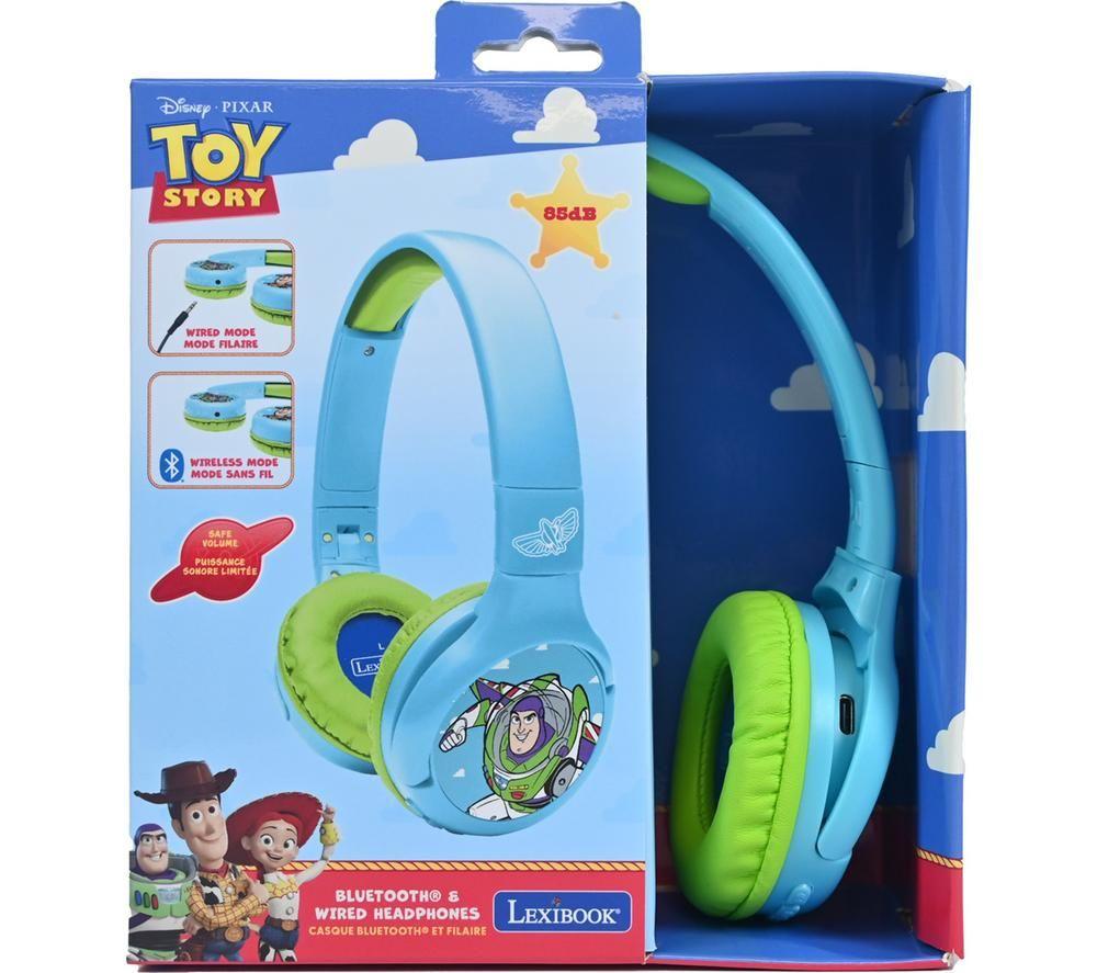 LEXIBOOK Disney Toy Story Wireless Bluetooth Kids Headphones - Green & Blue image number 3 of 3