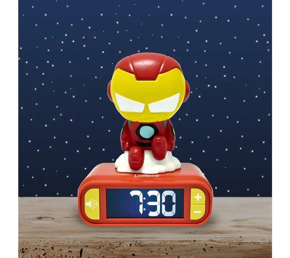LEXIBOOK Nightlight Alarm Clock - 3D Avengers Iron Man image number 2 of 6