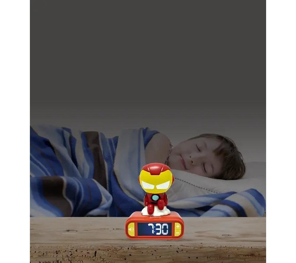 LEXIBOOK Nightlight Alarm Clock - 3D Avengers Iron Man image number 3 of 6