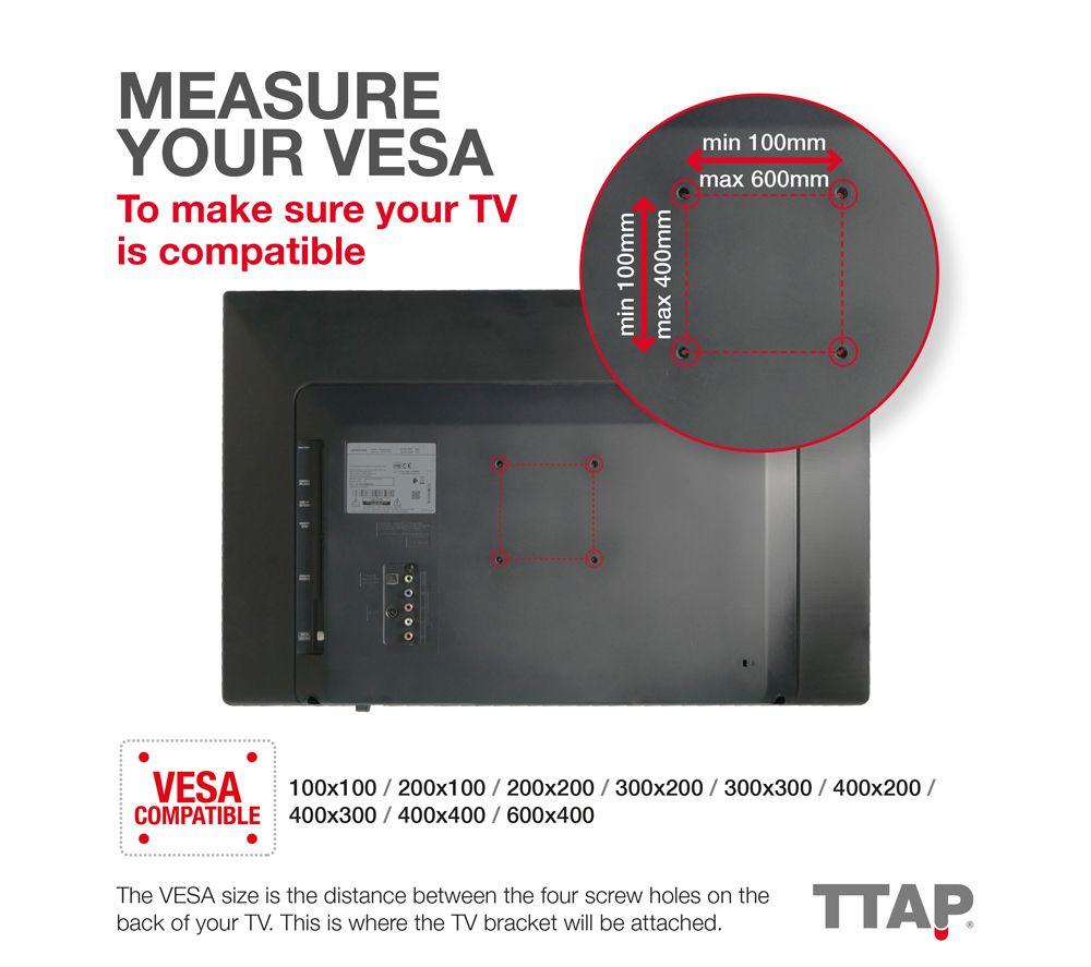 TTAP FS2-WAL 600 mm TV Stand with Bracket for up to 65" TVs - Brown & Black image number 4 of 9