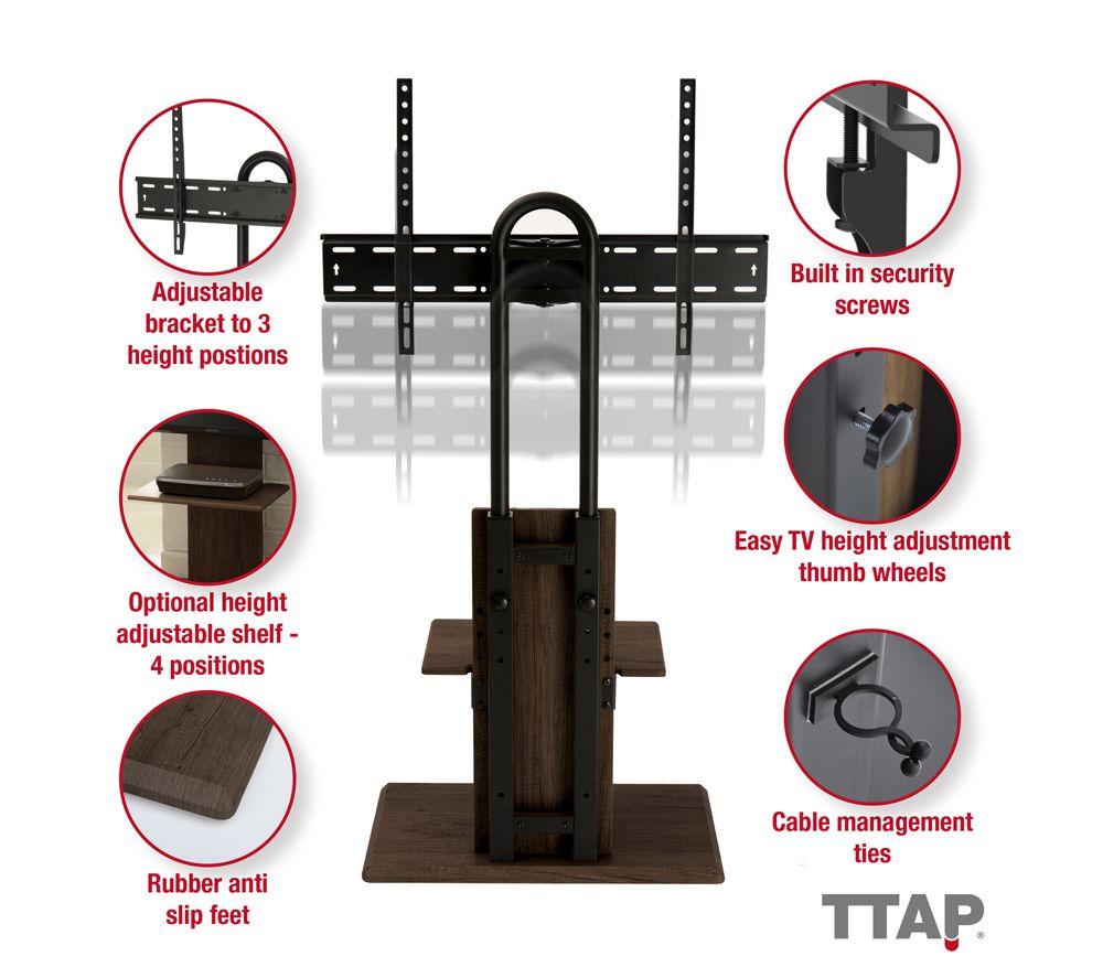 TTAP FS2-WAL 600 mm TV Stand with Bracket for up to 65" TVs - Brown & Black image number 5 of 9