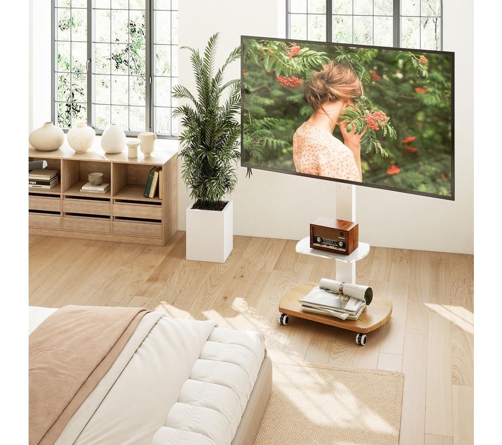 TTAP FS1 660 mm TV Stand with Bracket for up to 65" TVs - White & Oak image number 3 of 11