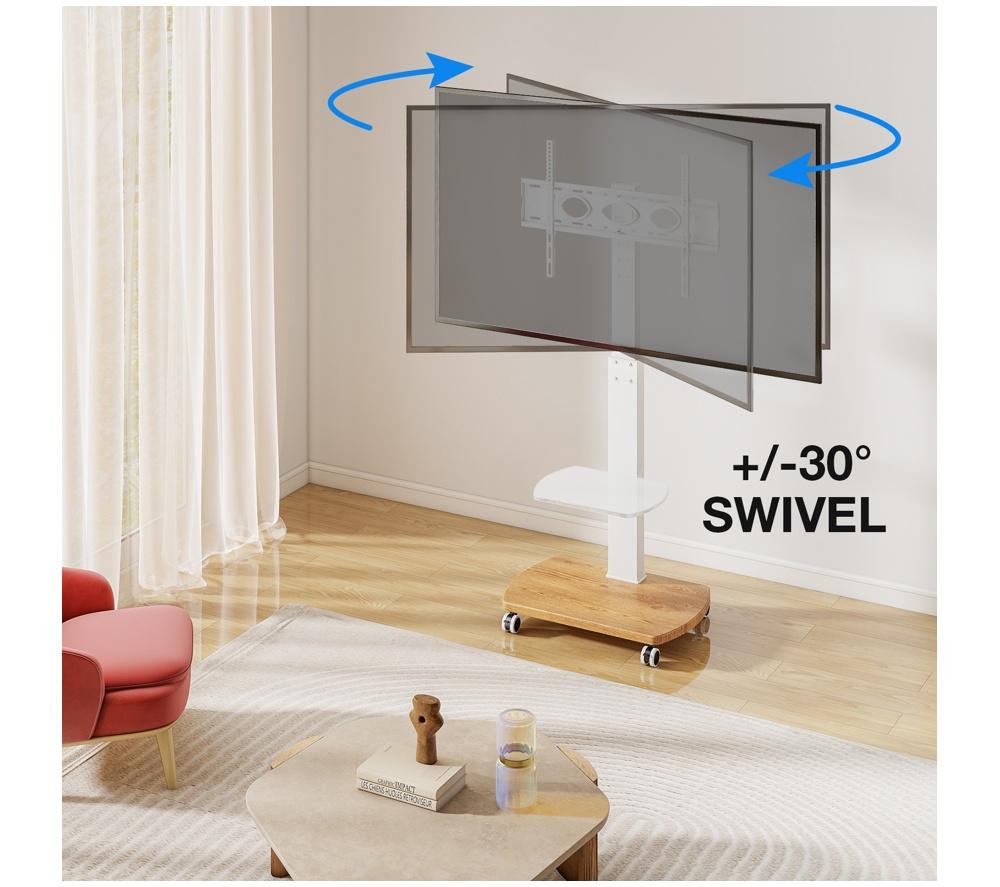 TTAP FS1 660 mm TV Stand with Bracket for up to 65" TVs - White & Oak image number 4 of 11