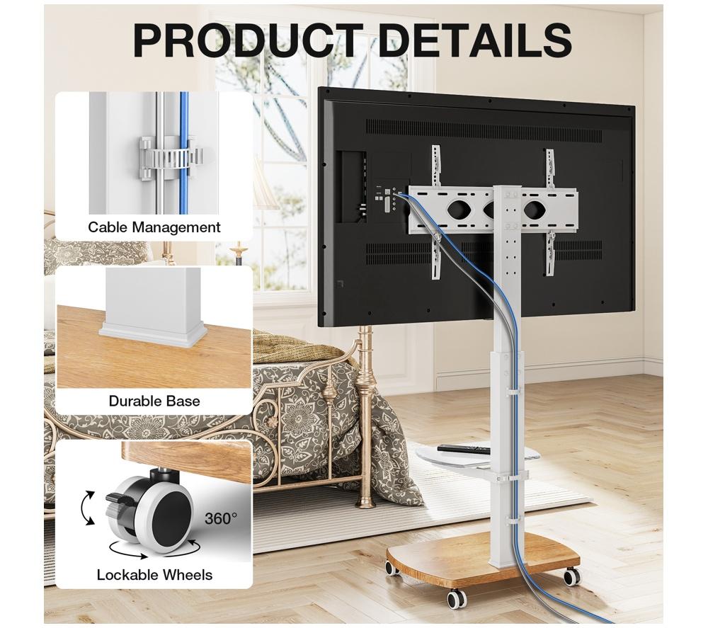 TTAP FS1 660 mm TV Stand with Bracket for up to 65" TVs - White & Oak image number 7 of 11