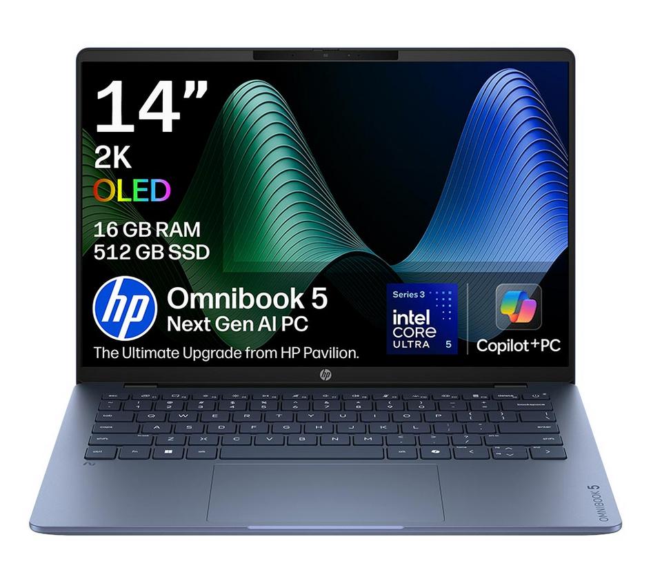 HP OmniBook 5 NGAI 14" Laptop - Intel® Core™ Ultra 5, 512 GB SSD, Blue