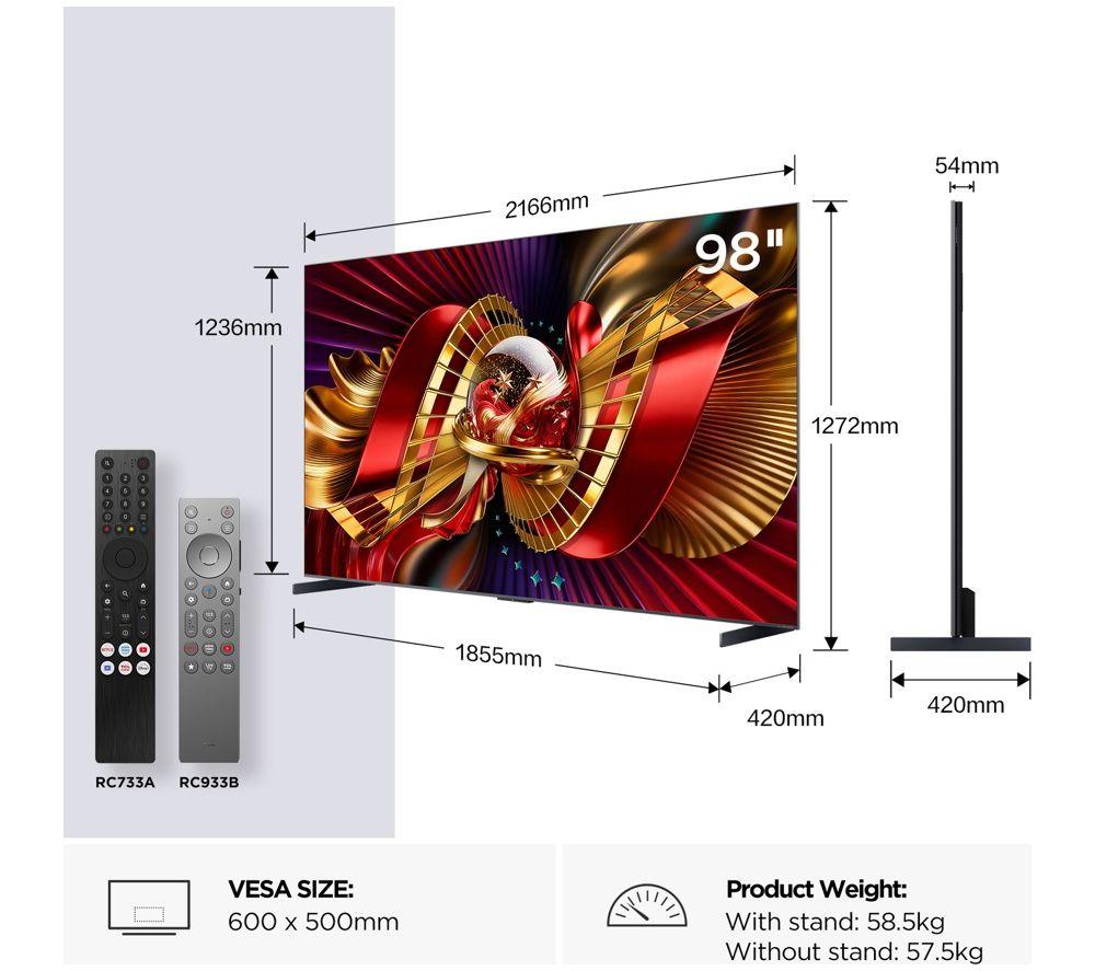 TCL C8L 98" SQD-Mini LED 4K HDR Smart Google TV - 98C8L-UK image number 2 of 8
