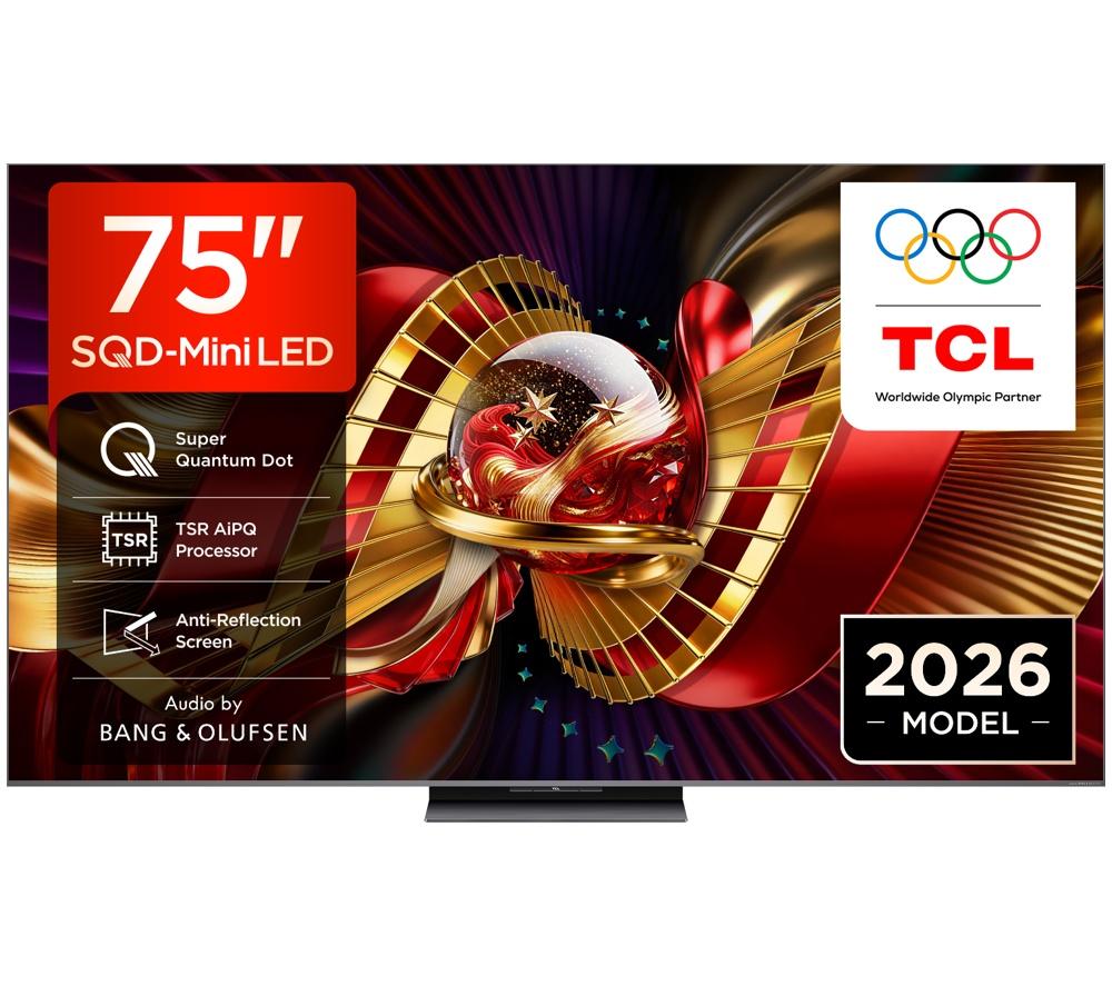 Tcl 75" C8l Sqd-Mini Led 4K Hdr Smart Google Tv - 75C8l-Uk, Black