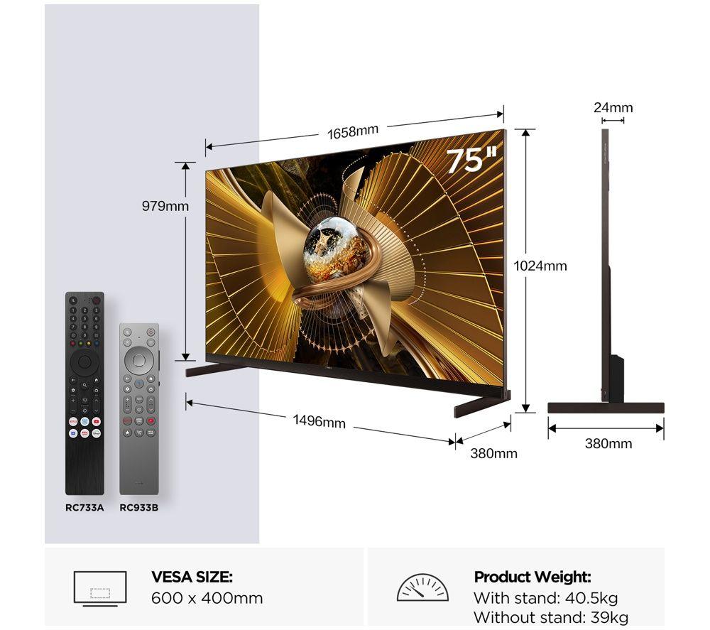 TCL X11L 75" SQD-Mini LED 4K HDR Smart Google TV 2026 - 75X11L-UK image number 2 of 5
