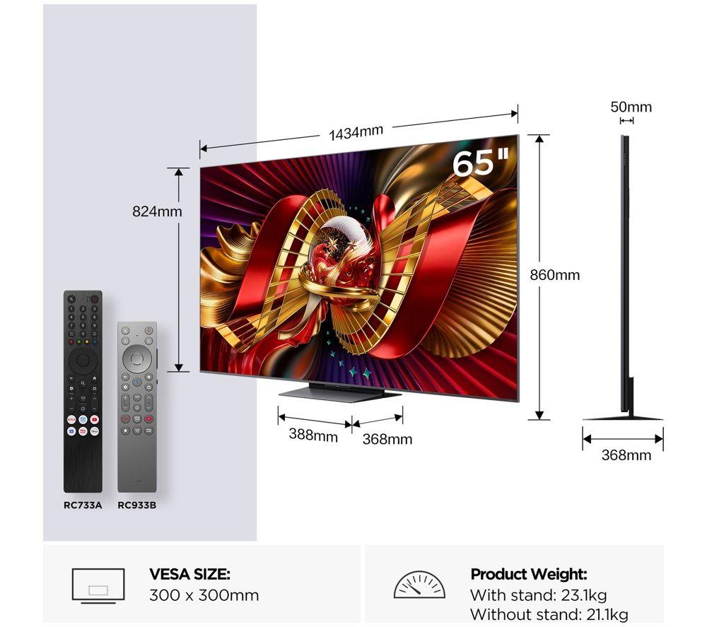 TCL C8L 65" SQD-Mini LED 4K HDR Smart Google TV - 65C8L-UK image number 2 of 6
