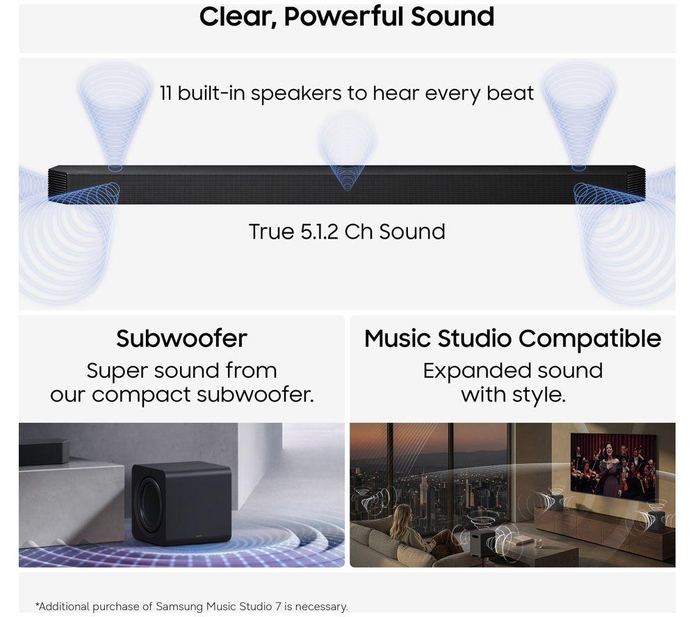 SAMSUNG HW-Q800H/XU 5.1.2 Wireless Sound Bar with Dolby Atmos - Black image number 2 of 9
