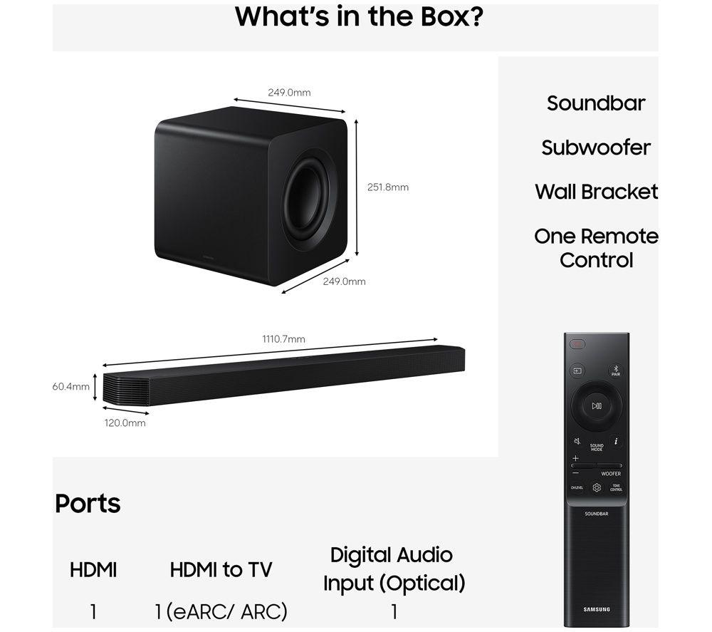SAMSUNG HW-Q800H/XU 5.1.2 Wireless Sound Bar with Dolby Atmos - Black image number 5 of 9
