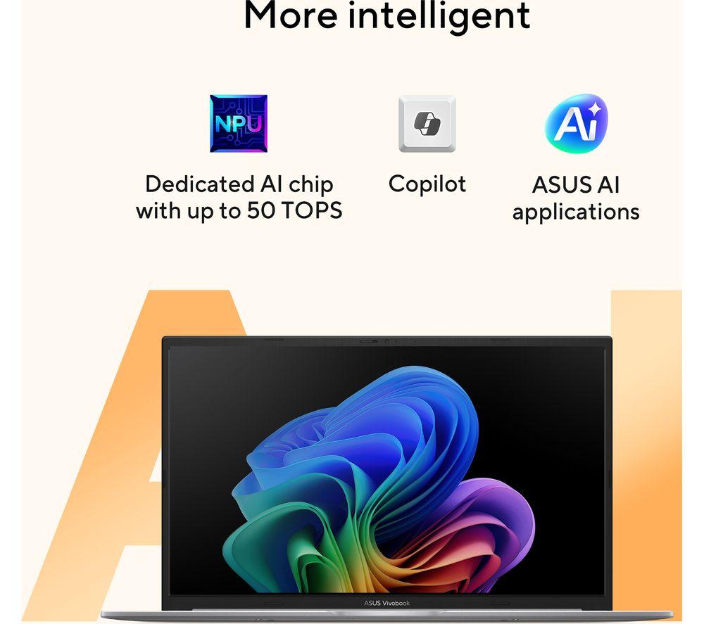 ASUS Vivobook 18 M1807GA 18" Laptop, Copilot+ PC - AMD Ryzen AI 7, 1 TB SSD, Quiet Blue image number 3 of 20