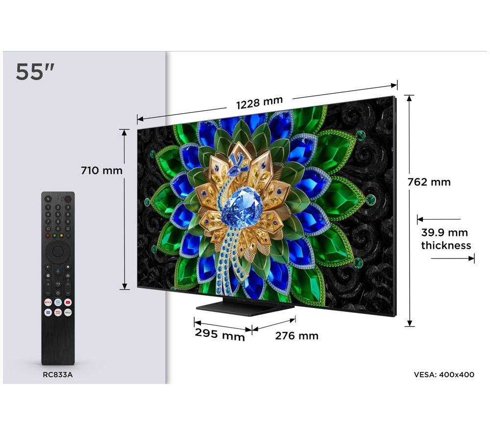 TCL A400U 55" Premium Wallpaper QD-Mini LED 4K HDR Smart Google TV 2026 - 55A400U-UK image number 2 of 2