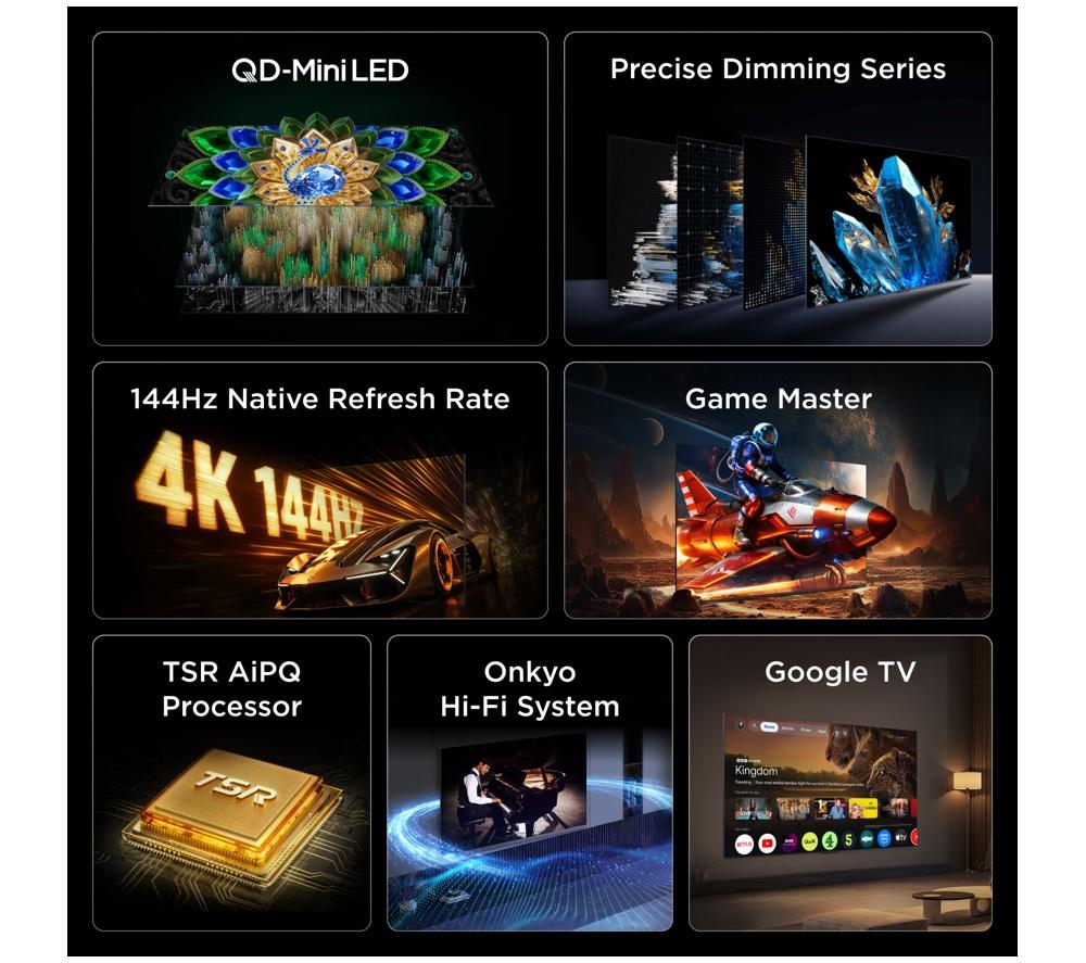 TCL A400U 65" Premium Wallpaper QD-Mini LED 4K HDR Smart Google TV 2026 - 65A400U-UK image number 3 of 13
