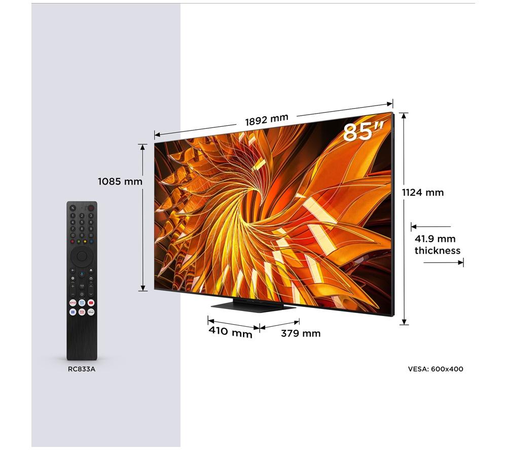 TCL A400U 85" Premium Wallpaper QD-Mini LED 4K HDR Smart Google TV 2026 - 85A400U-UK image number 13 of 13