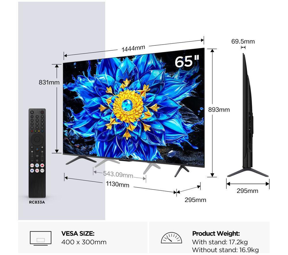 TCL P8L 65" QD-Mini LED 4K HDR Smart Google TV 2026 - 65P8L-UK image number 2 of 4