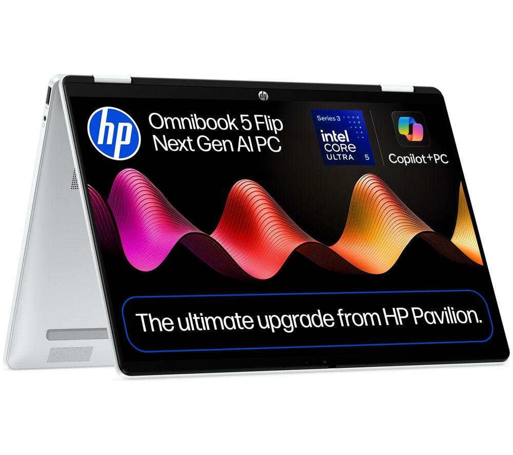 Hp Omnibook 5 Flip Ngai 14" 2 In 1 Laptop - Intel®Core Ultra 5, 512 Gb Ssd, Silver, Silver/Grey