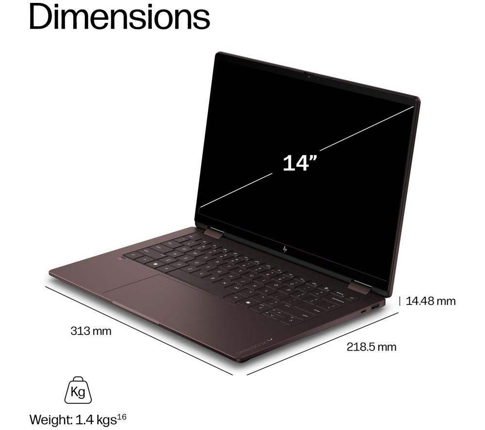 HP OmniBook X Flip NGAI 14" 2 in 1 Laptop - AMD Ryzen AI 5, 512 GB SSD, Brown image number 13 of 28
