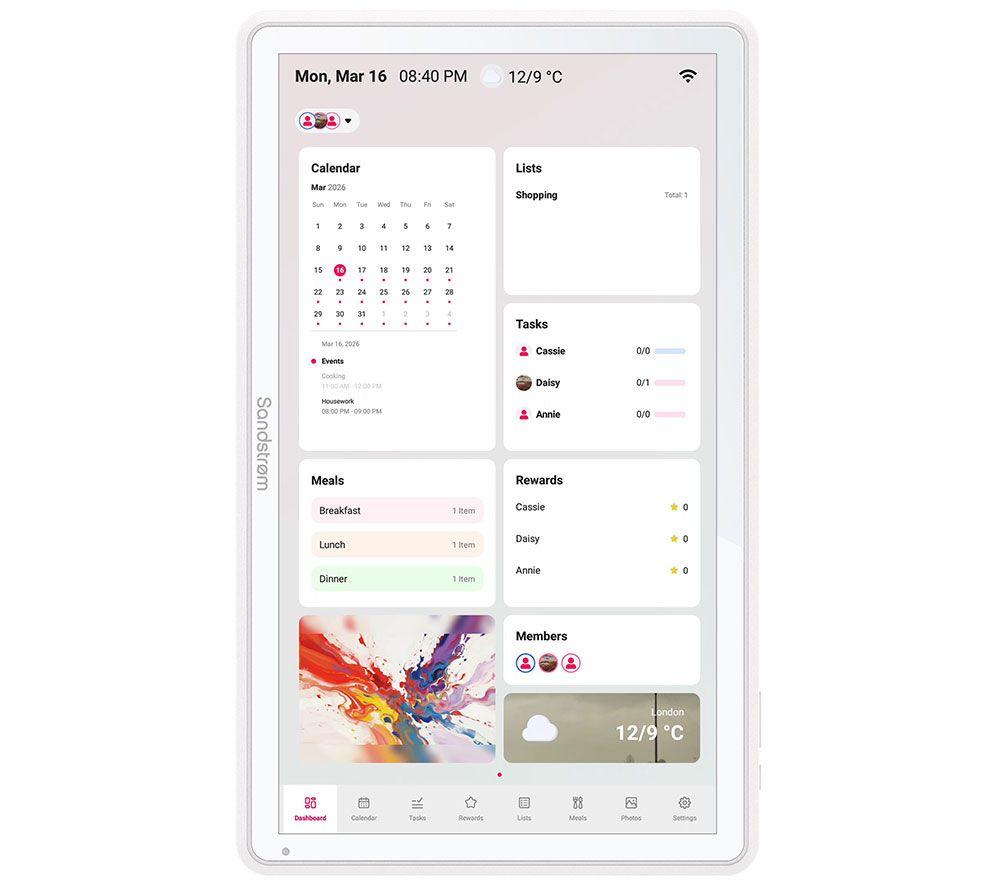 SANDSTROM S15SC27 15.6" Full HD Smart Digital Calendar - White image number 4 of 7