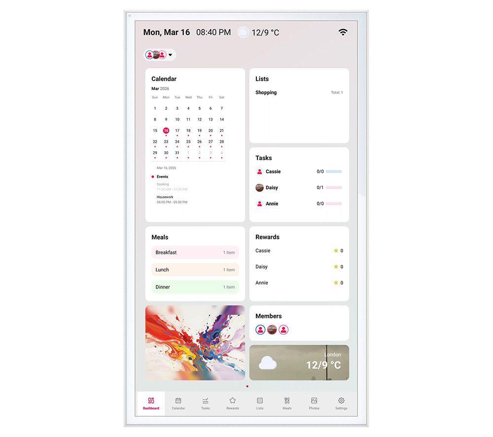 SANDSTROM S32SC27 32" HD Smart Digital Calendar - White image number 3 of 6