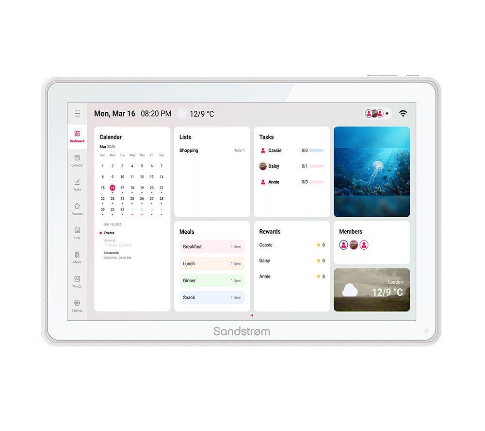 SANDSTROM S10SC27 10.1" HD Smart Digital Calendar - White image number 4 of 7