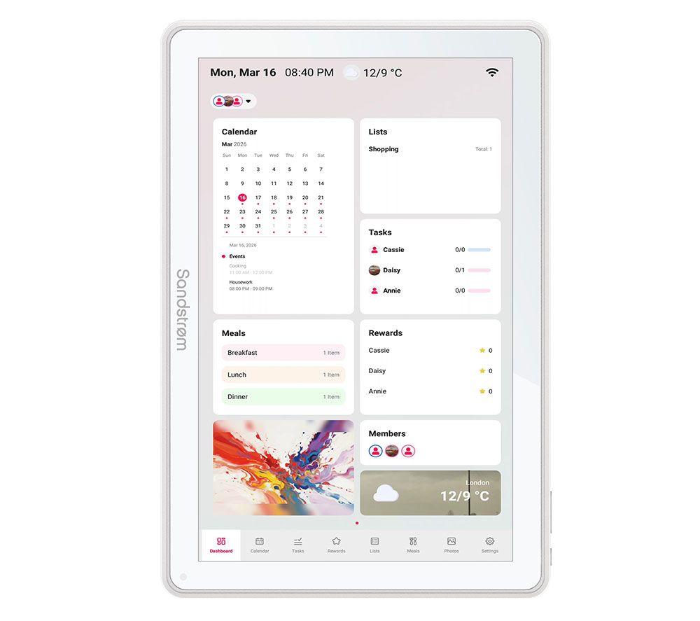 SANDSTROM S10SC27 10.1" HD Smart Digital Calendar - White image number 5 of 7