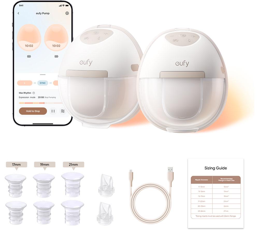 EUFY E20 Wearable Heated Electric Breast Pump - White