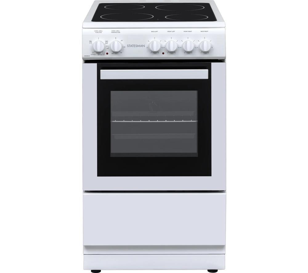 Statesman C050ESCW 50 cm Electric Ceramic Cooker – White, White