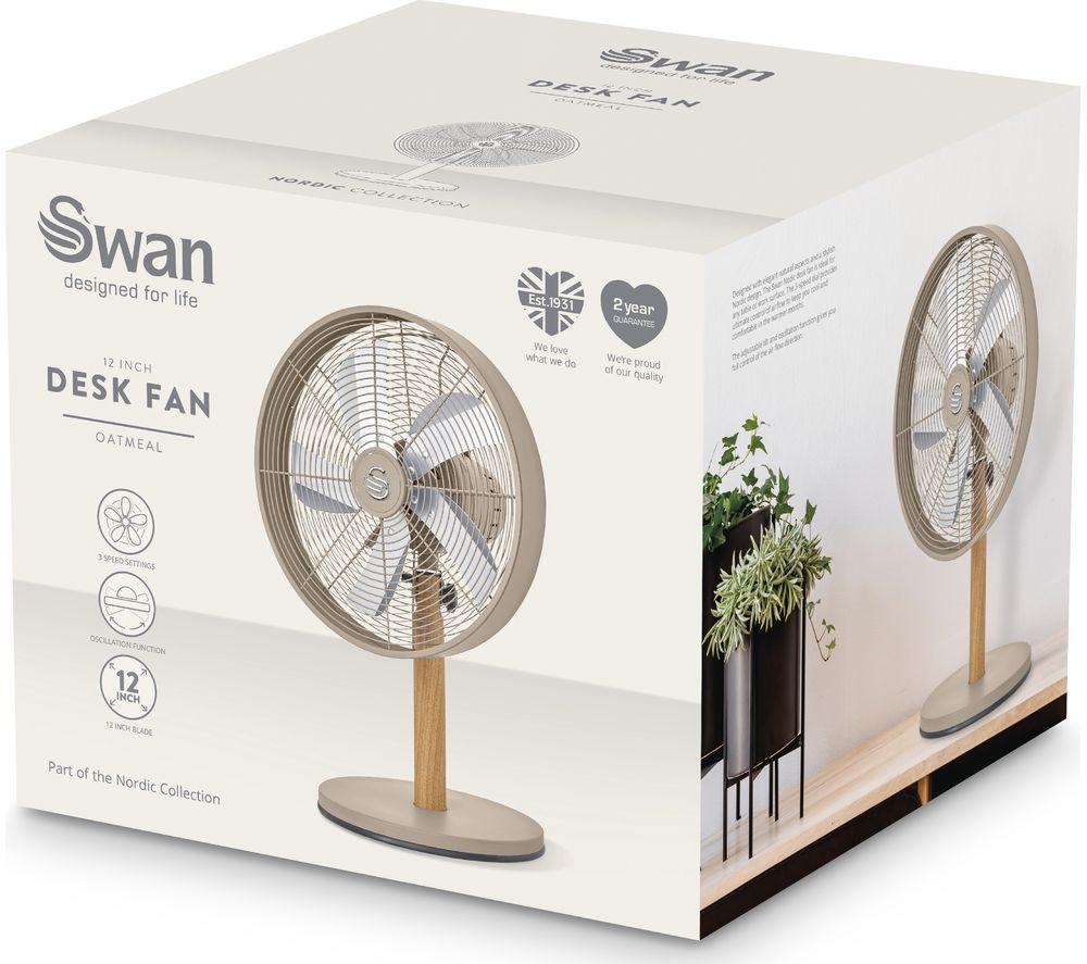 SWAN Nordic SFA16920OAT 12&rdquo; Desk Fan - Oatmeal image number 2 of 9