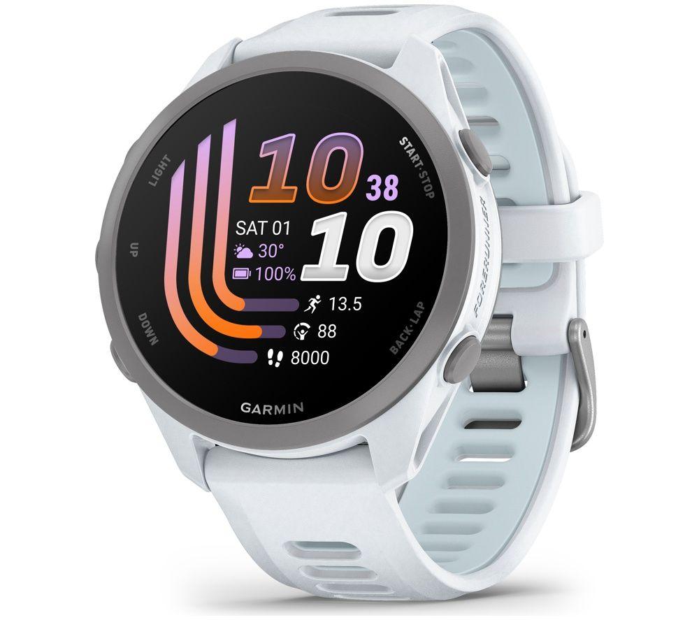 Garmin Forerunner 170 Sports Watch - Whitestone & Cloud Blue, 43 Mm, White,Blue