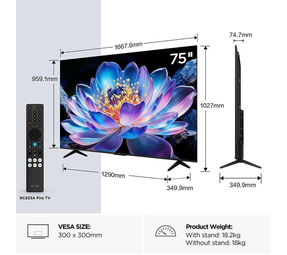 TCL V6D 75" LED 4K HDR Smart Fire TV 2026 - 75V6D-UK image number 2 of 16