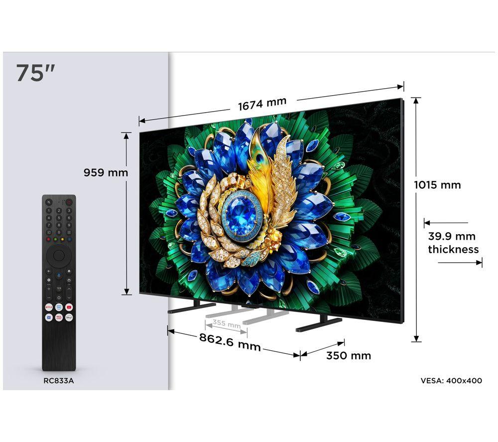 TCL A400M 75" Premium QD-Mini LED 4K HDR Smart Google TV 2026 - 75A400M-UK image number 2 of 3