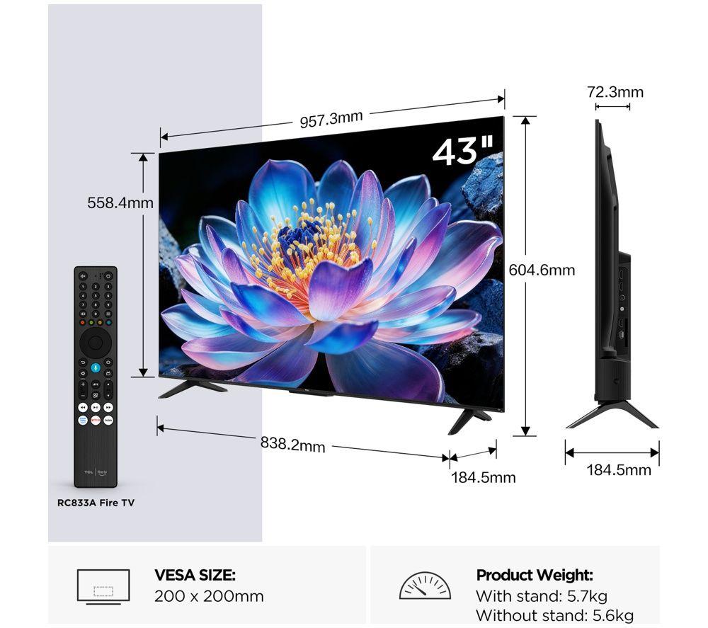 TCL V6D 43" LED 4K HDR Smart Fire TV 2026 - 43V6D-UK image number 5 of 5