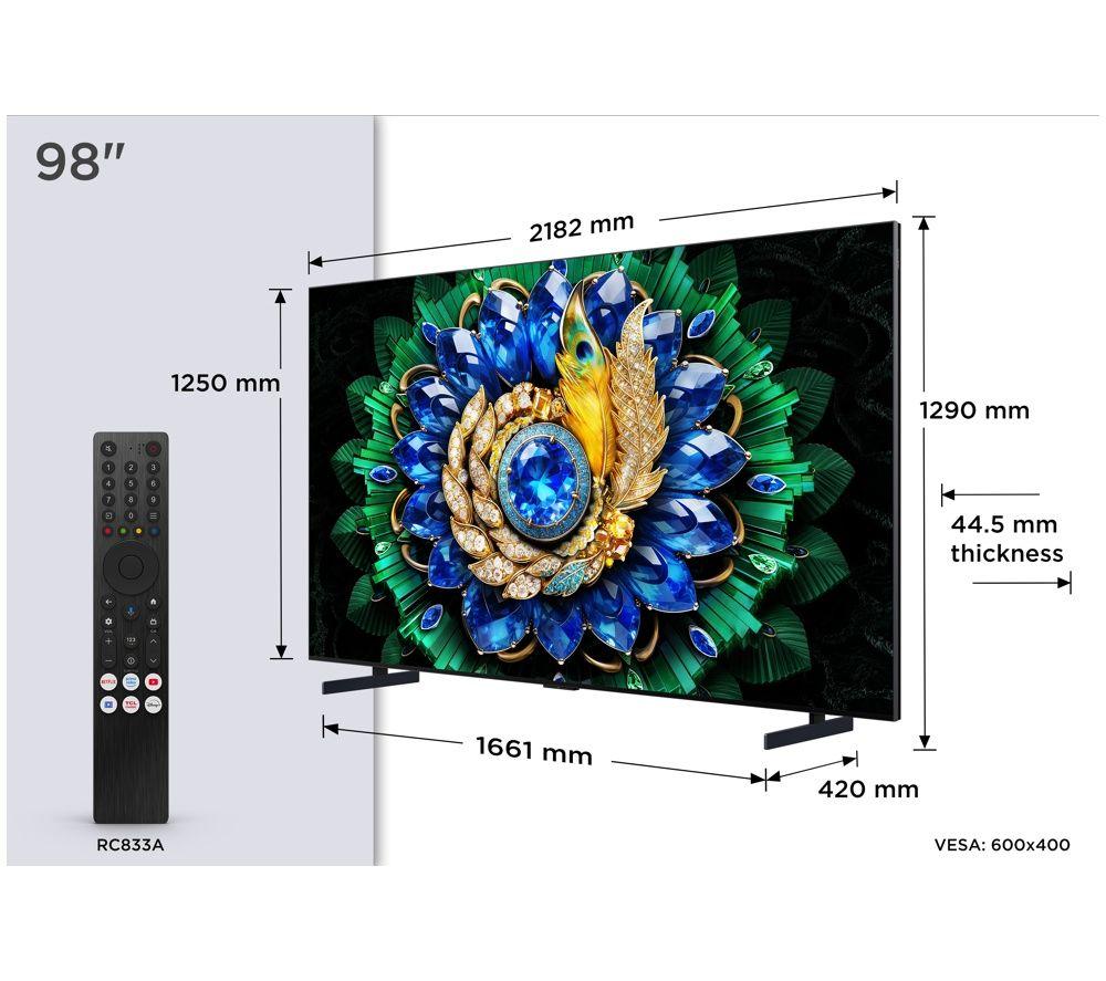 TCL A400M 98" Premium QD-Mini LED 4K HDR Smart Google TV 2026 - 98A400M-UK image number 2 of 3