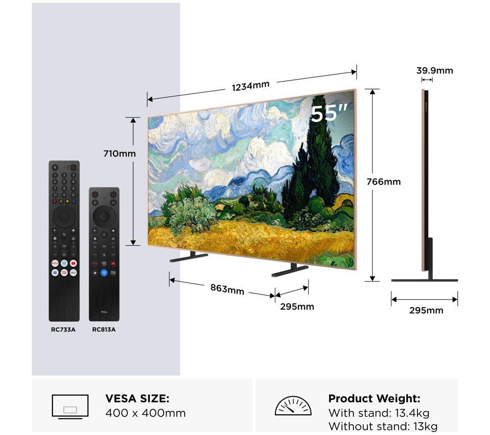 TCL NXTVISION A400 Pro 55" QD Mini LED 4K HDR Smart Google TV - 55A400 PRO-UK image number 2 of 4