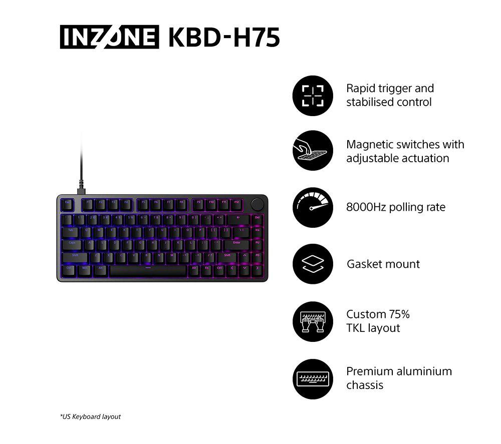 SONY INZONE KBD-H75 Gaming Keyboard - Black image number 2 of 15