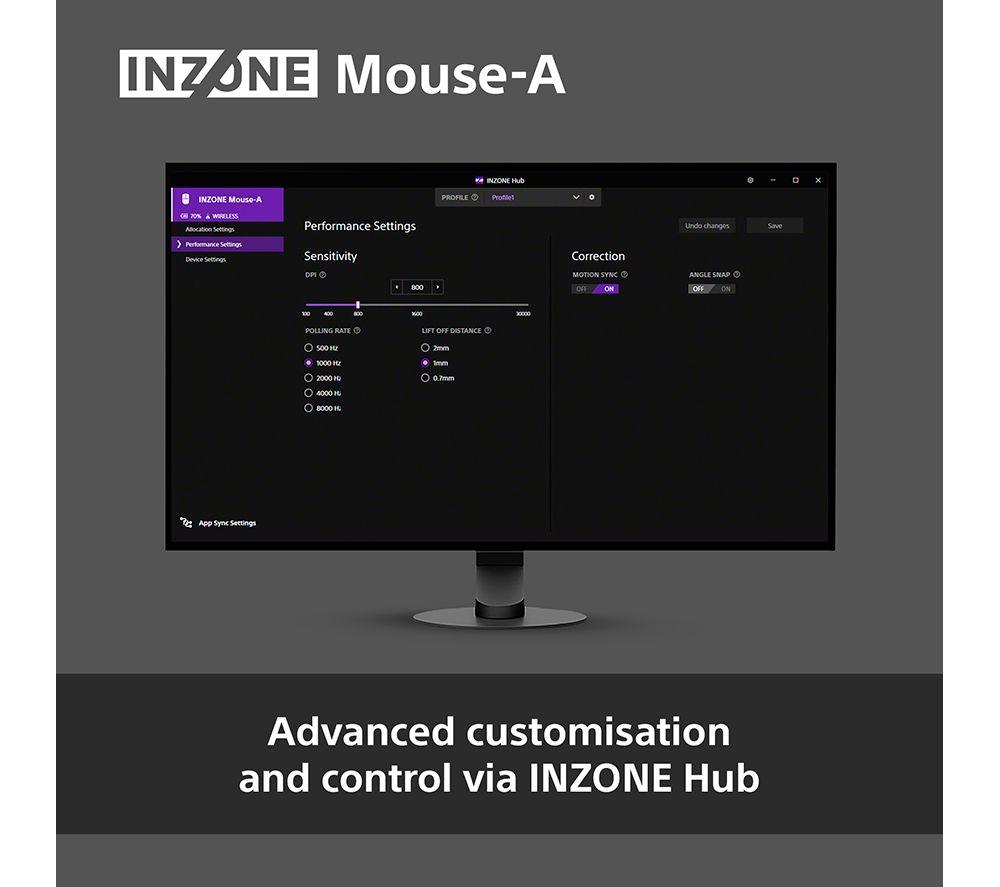 SONY INZONE Mouse-A Wireless Optical Gaming Mouse - Black image number 9 of 17