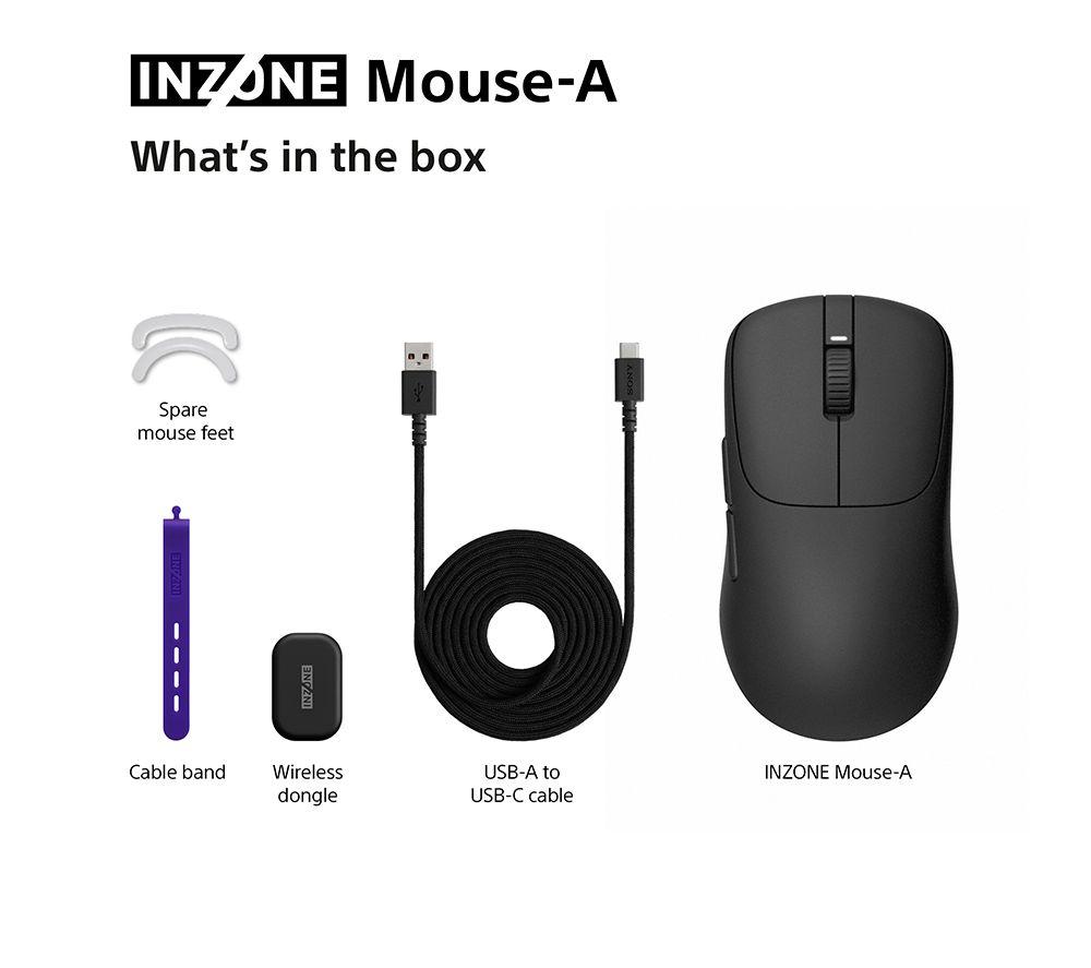 SONY INZONE Mouse-A Wireless Optical Gaming Mouse - Black image number 12 of 17